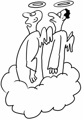 Two Saints In The Clouds   Coloring Page